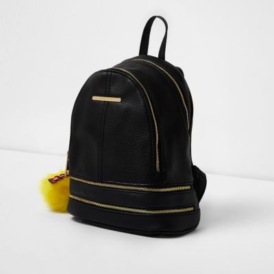 Black mini charm zip backpack